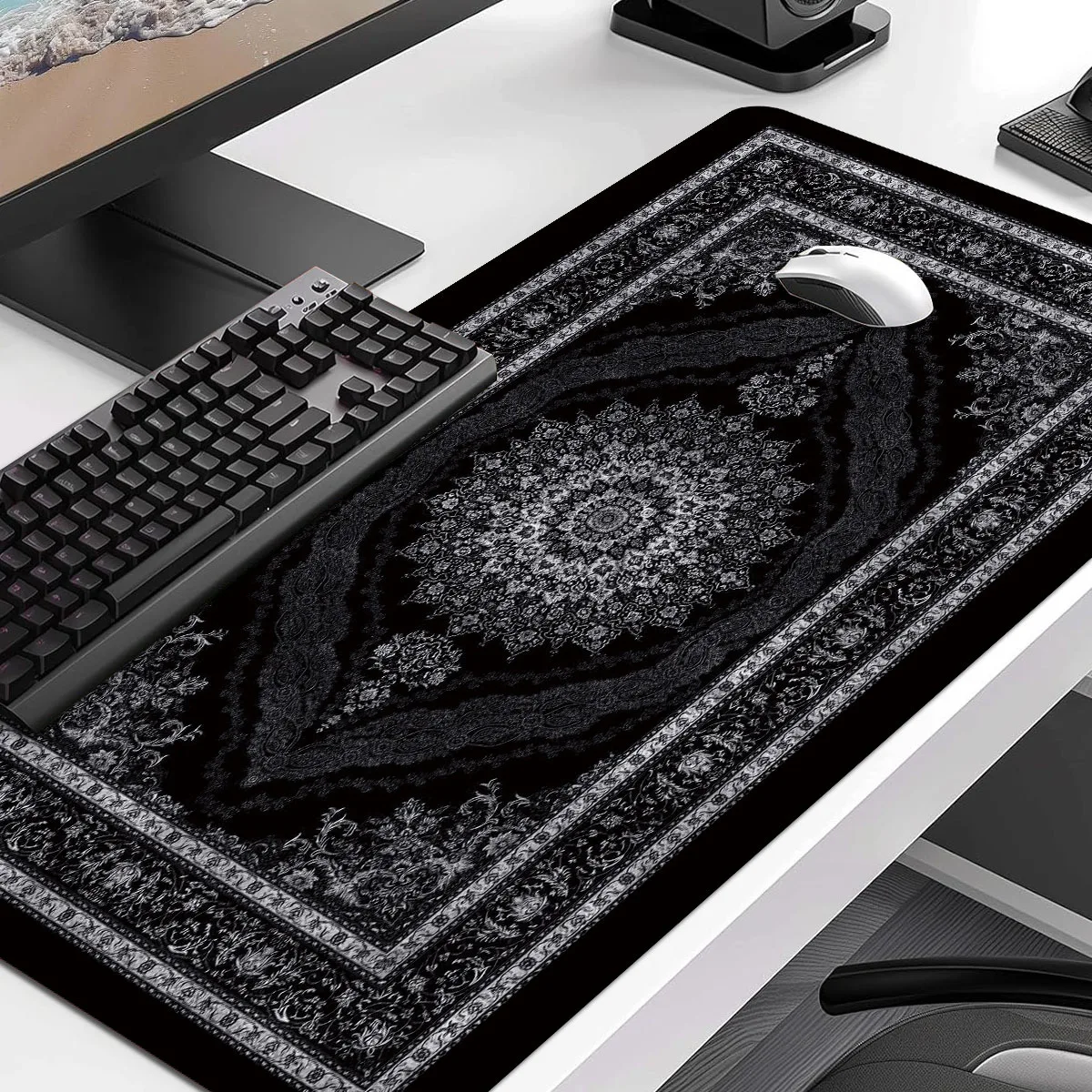 Dark Persian Pattern  mouse pad ,playmat Office Game Table Mats XXL Rubber Anti-slip Gaming Keyboard Mousepads Long Desk Pads