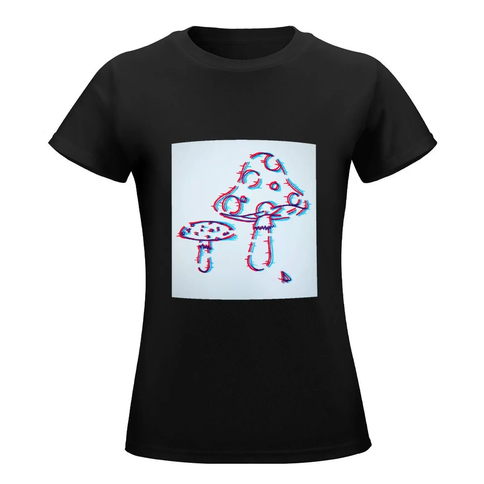 Mushroom Glitch T-Shirt korean fashion aesthetic clothes tight shirts for Women
