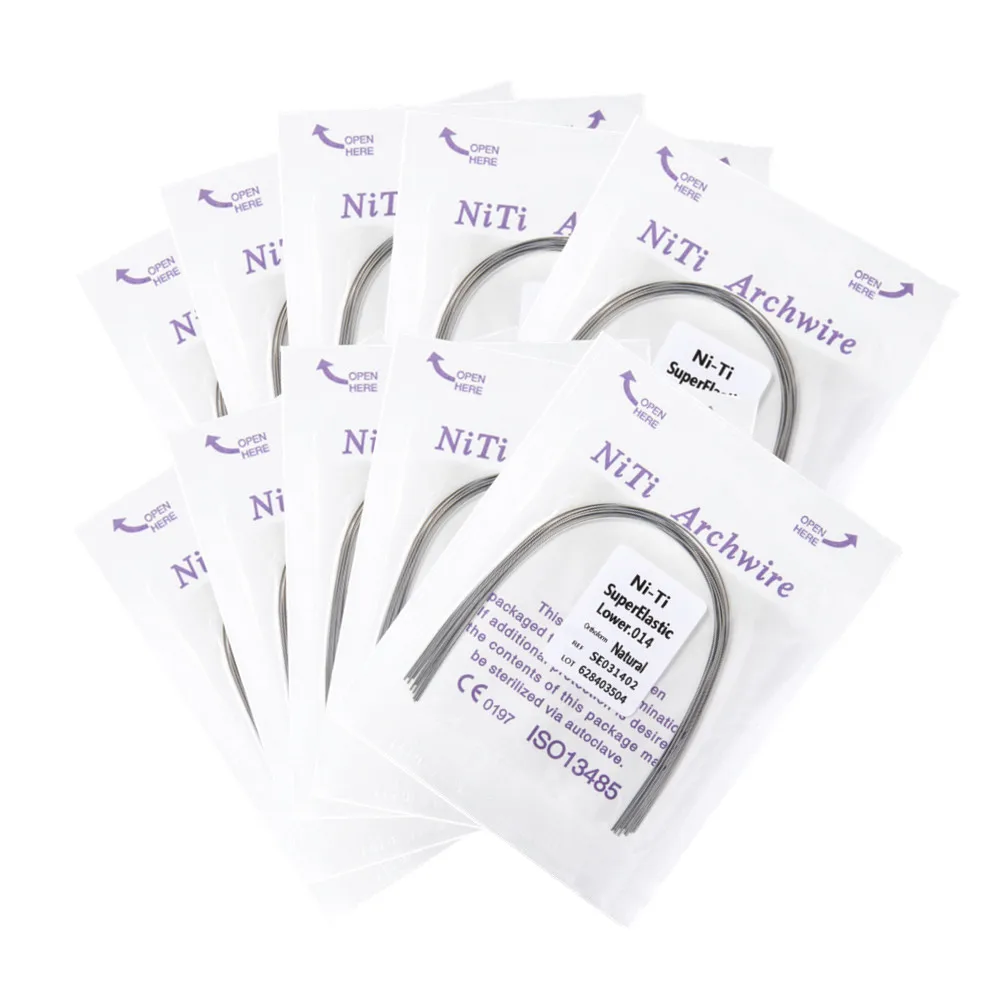 Lot De 10 Fils D'archivage Orthodontique NITI AZDENT - Formes Rondes 012/014/016