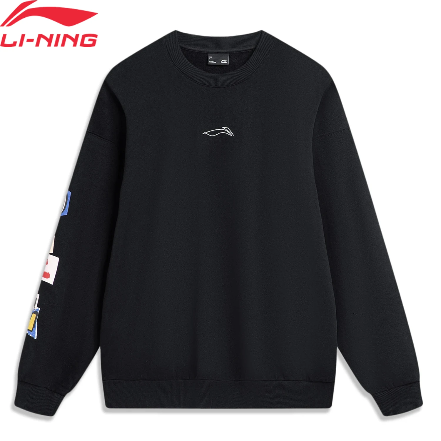 Li-Ning Men Skateboard Sports Style Sweatshirt WARM Loose Fit Cotton O-Neck Long Sleeve Comfort LiNing Tops Pullover AWDU137