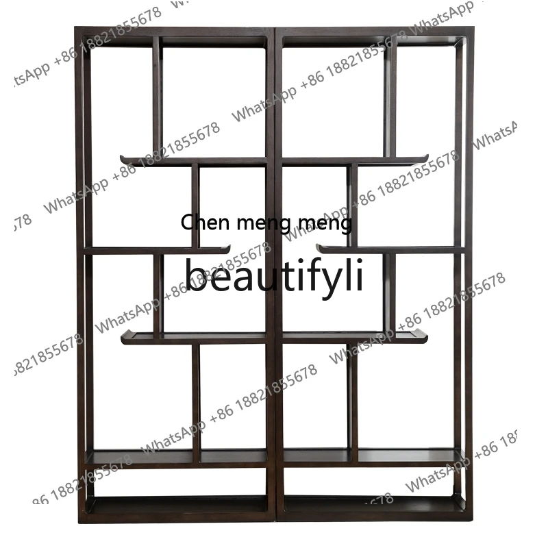 Solid wood new Chinese-style Duobao Pavilion ash wood tea cabinet ornament display stand