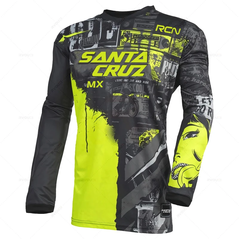 Rcn Santacruz Mx Mountain Bike Downhill Jersey Long Sleeves MTB Shirts Offroad DH Motorcycle Jersey Motocross Sportwear Clothing