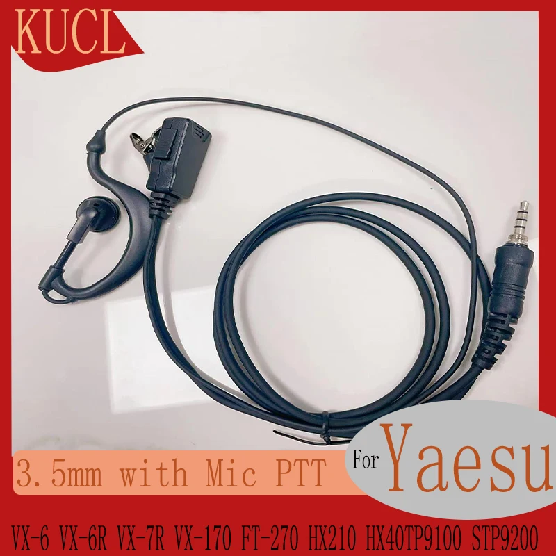 Acoustic Tube Earpiece with Mic, PTT, 3.5mm Screw Thread Headset for Yaesu VX-6, VX-6R, VX-7R, VX-170, FT-270, HX210, HX40