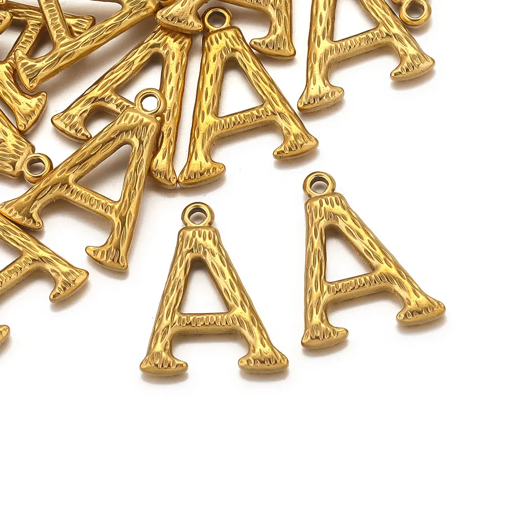 5pcs 26 English Letter Charms 18K PVD Gold-plated Stainless Steel Alphabet letter Pendant DIY Necklace Jewelry Making Charm