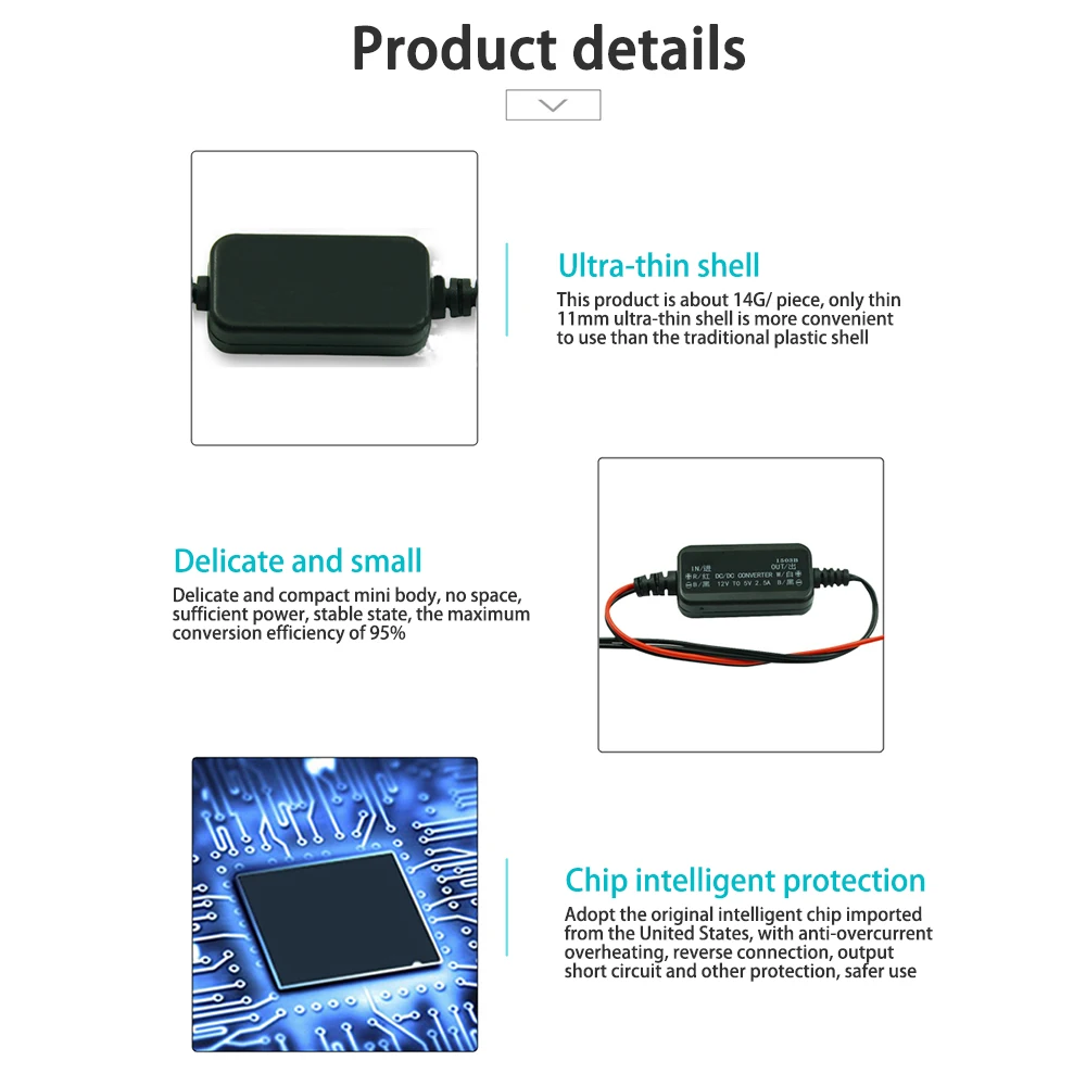 DC Step Down Converter 12V to 3.3V 4.2V 5V 6V 7.5V 9V 2.5A Waterproof Auto Protection Vehicular Car Power DC DC Converter