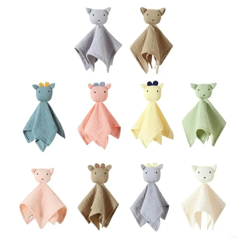 

C63C Soothe Appease Towel Bibs Sleeping Cotton Blanket Security Blanket Animal Snuggle Toy Kids Sleep Toy