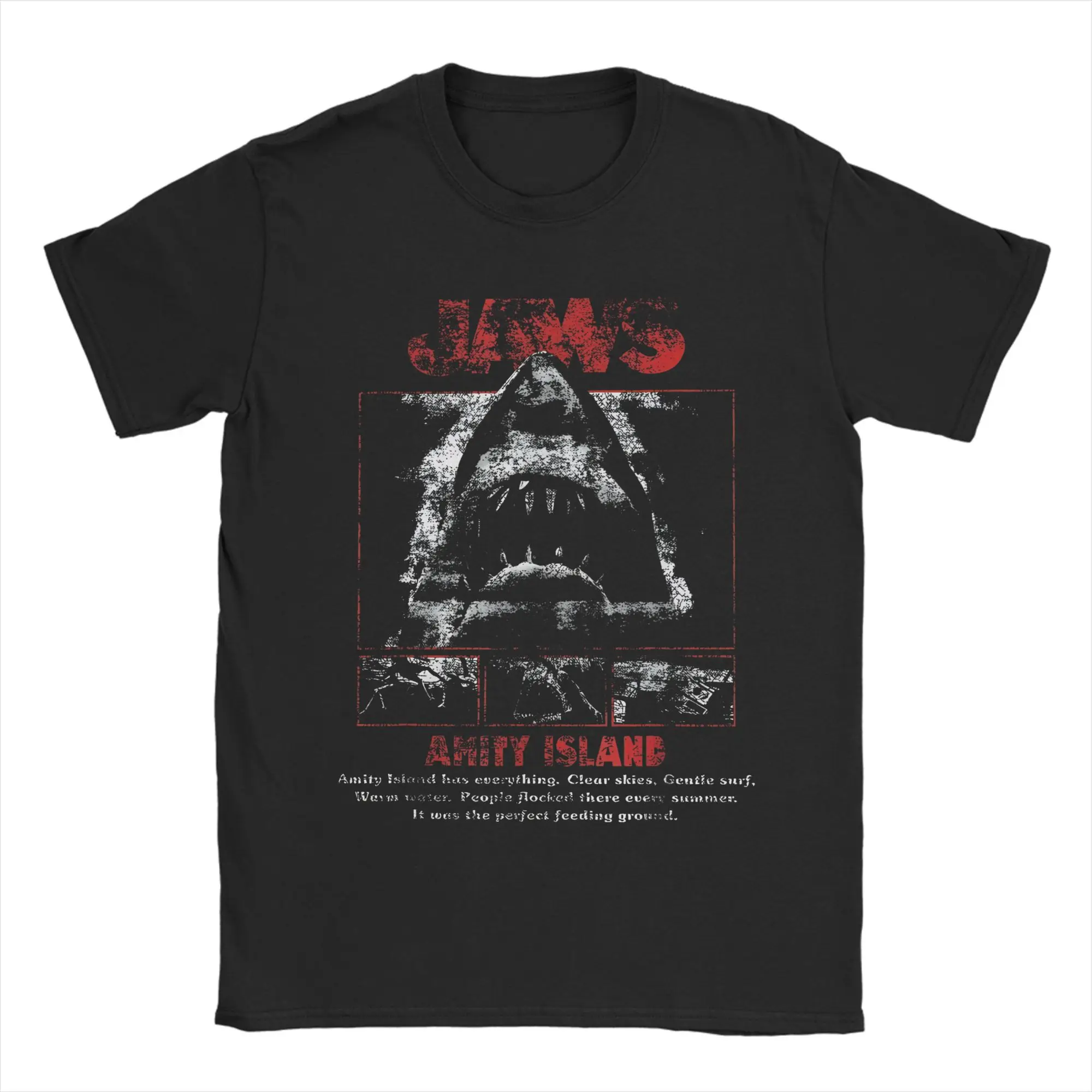 

Jaws Movie T-Shirt for Men Women Great White Shark Creative Pure Cotton Tee Shirt Round Neck Short Sleeve T Shirts 6XL Clothing