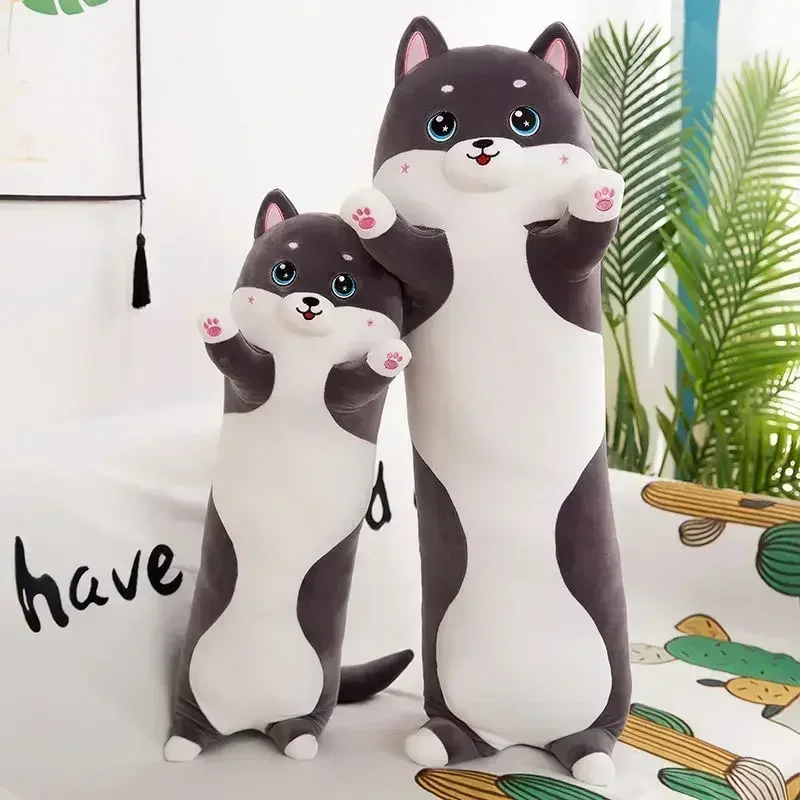 Adorável husky animais de pelúcia, cães, almofadas laterais para dormir, travesseiro longo, presente de aniversário para crianças e adultos
