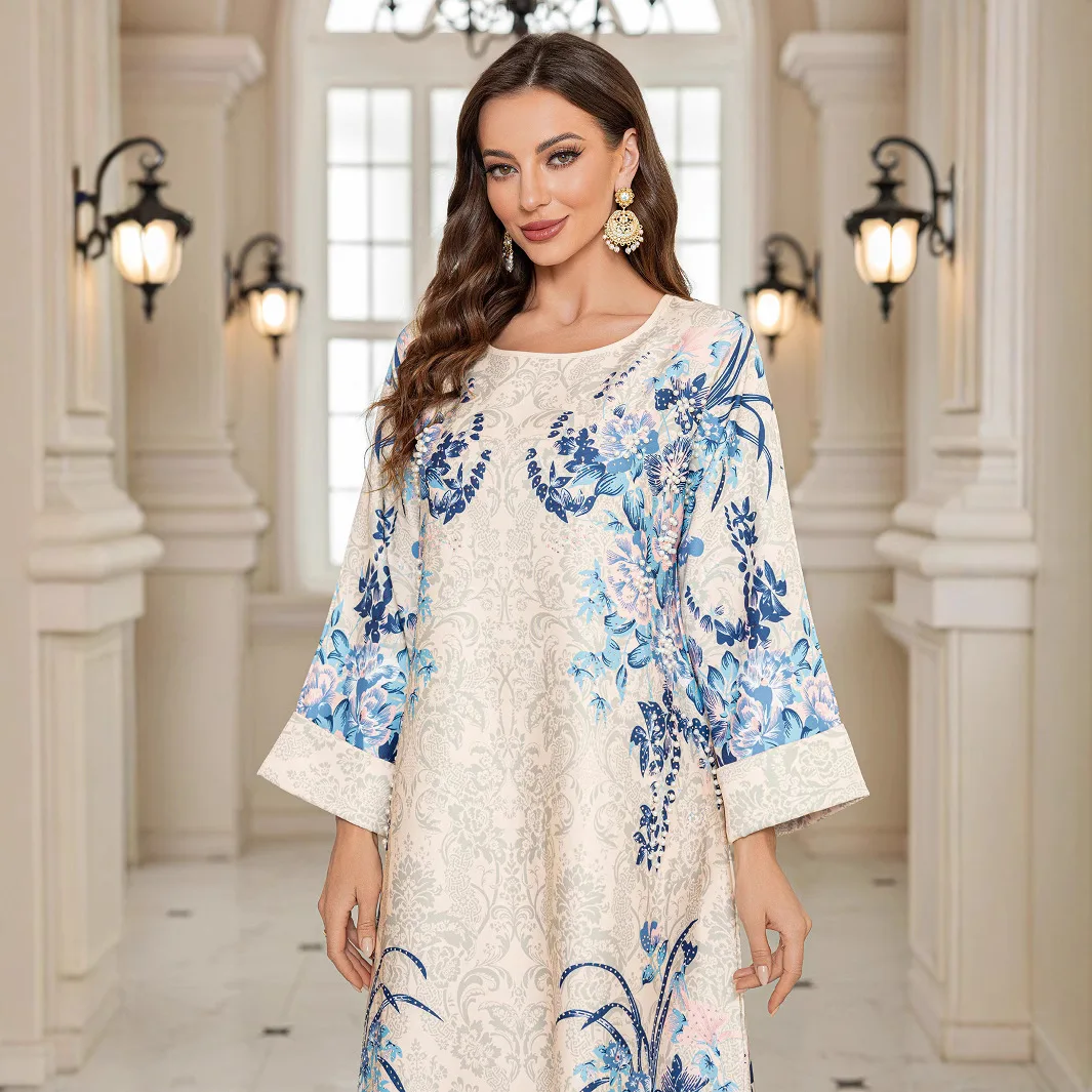 UNI 2025 Musulmano Perla Che Borda Abaya Eid Abaya Arabo Medio-Oriente Elegante Turchia Caftani Donne Jilbabs Islamico Maxi Abiti