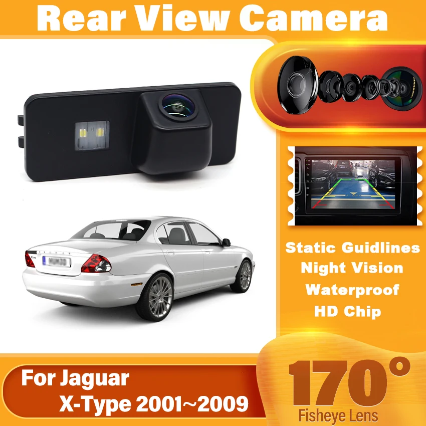

170 ° Автомобильная парковочная камера заднего вида для HD ночного видения, водонепроницаемая высококачественная резервная камера RCA для Jaguar X-Type 2001 ~ 2008 2009