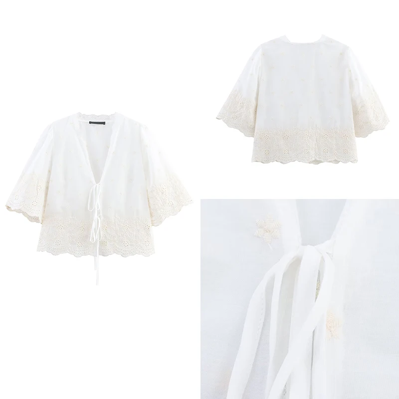 

Versatile V-Ne irt 2025 Summer New Sle Women's Faion Fre Simple Polyester Fiber ort Sve Pure Color irt