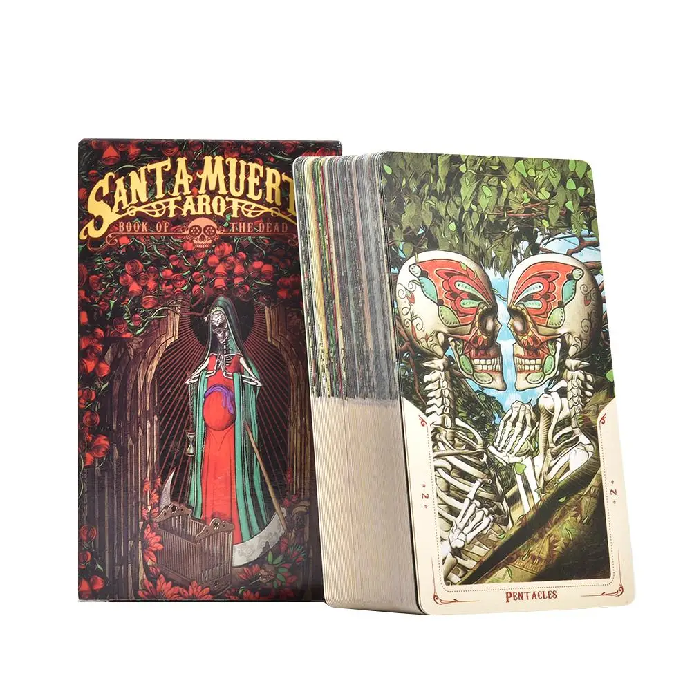 Cartões de tarô de santa muerte 78 folhas borad jogos tarô baralho oracle cartas jogo pdf guia