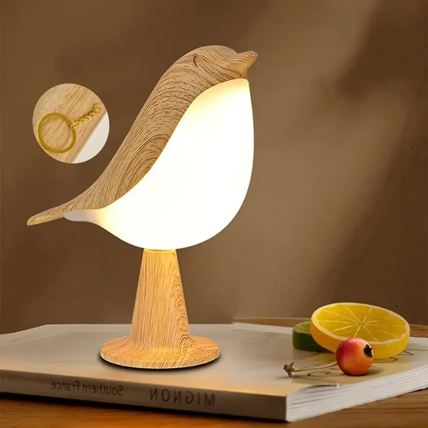 Small bedside lamp night light touch sensor gift bird bedside bedroom office 3-level brightness USB charging