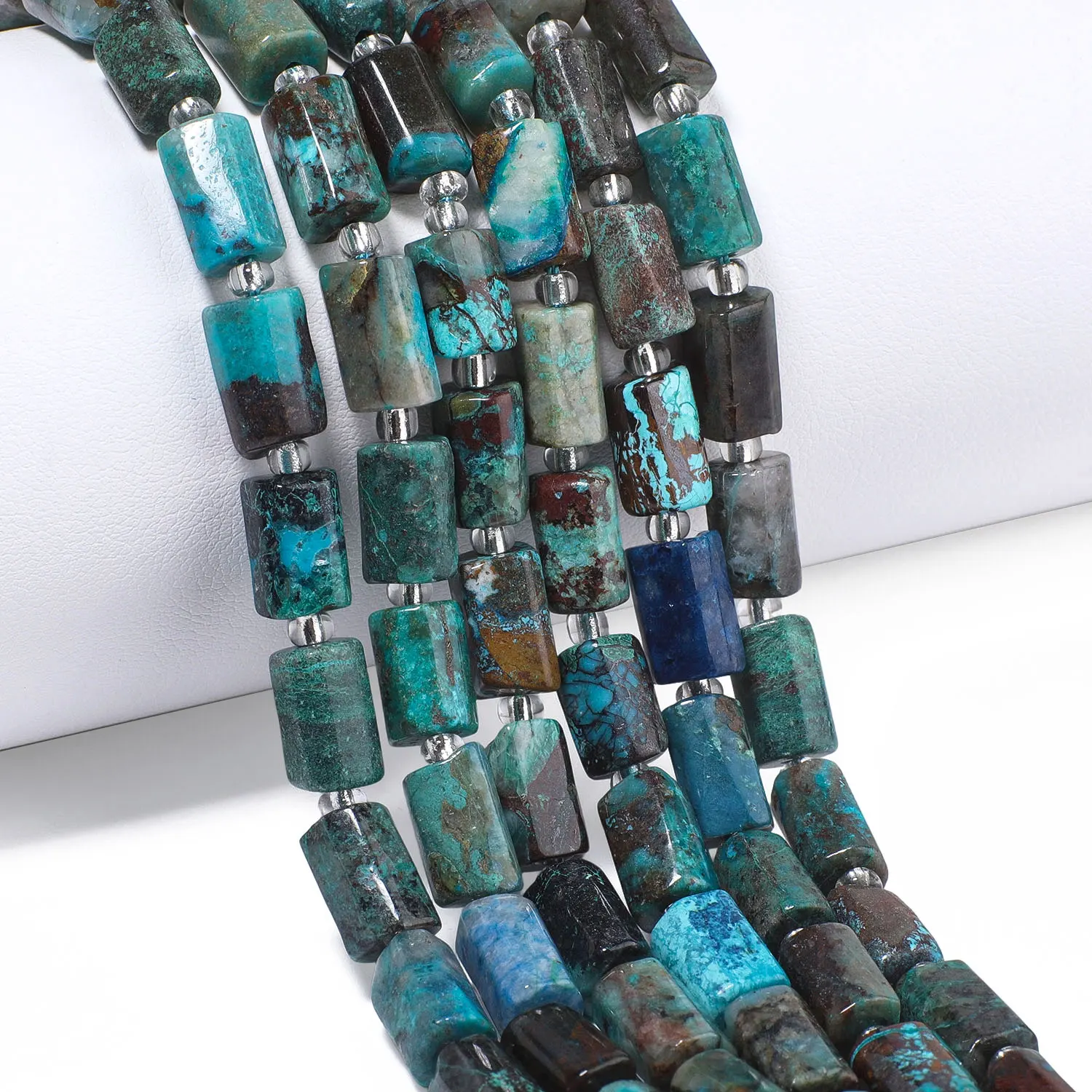 8-11mm Irregular Column Natural Stone Blue Mexico Chrysocolla Beads Tube Beads for Jewelry Making DIY Bracelets Accessories