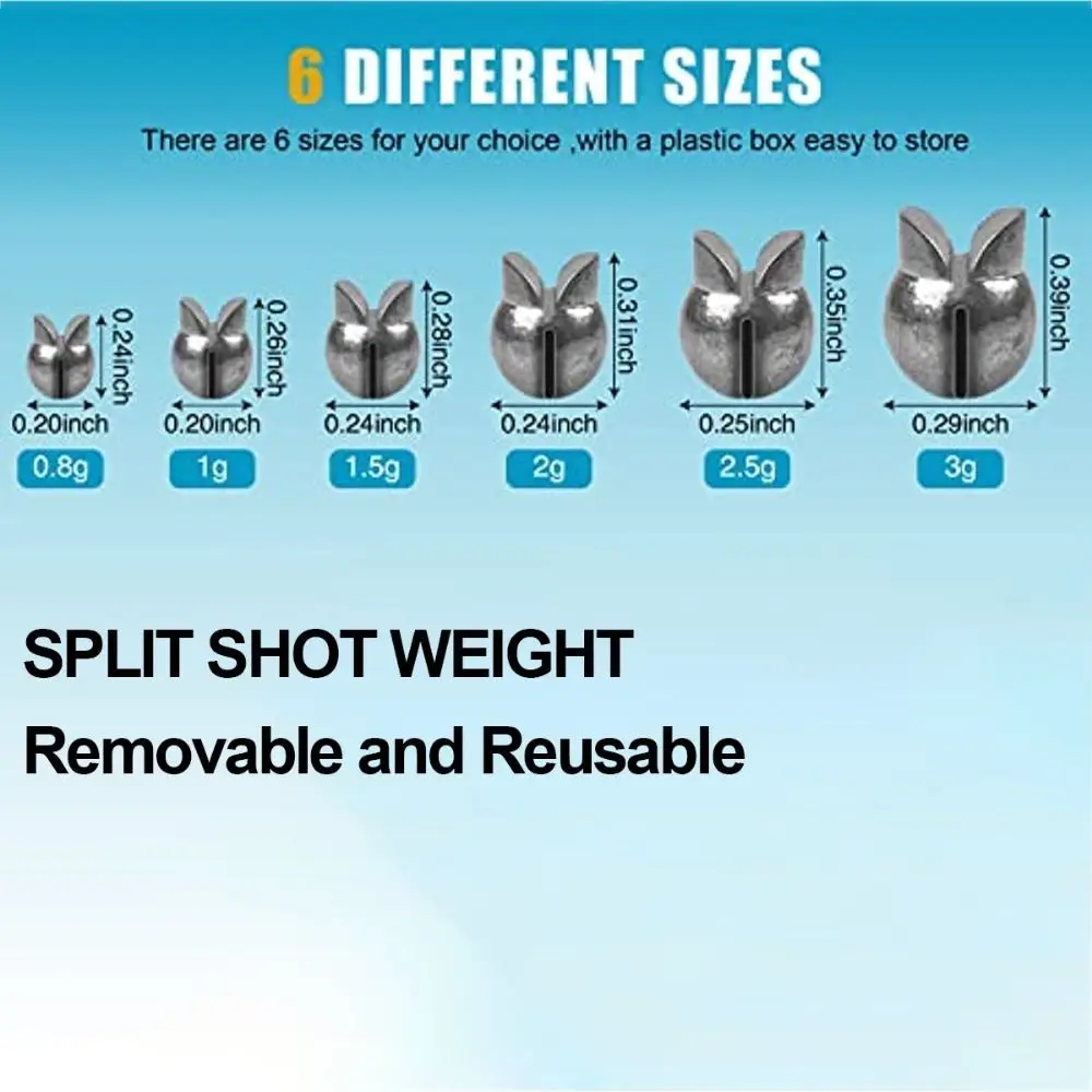 

50PCS Split Shot Fishing Fishing Bite Lead Bite Lead Removable Fishing Weight Quick Sinking 0.5-4g Fishing Lead Sinker