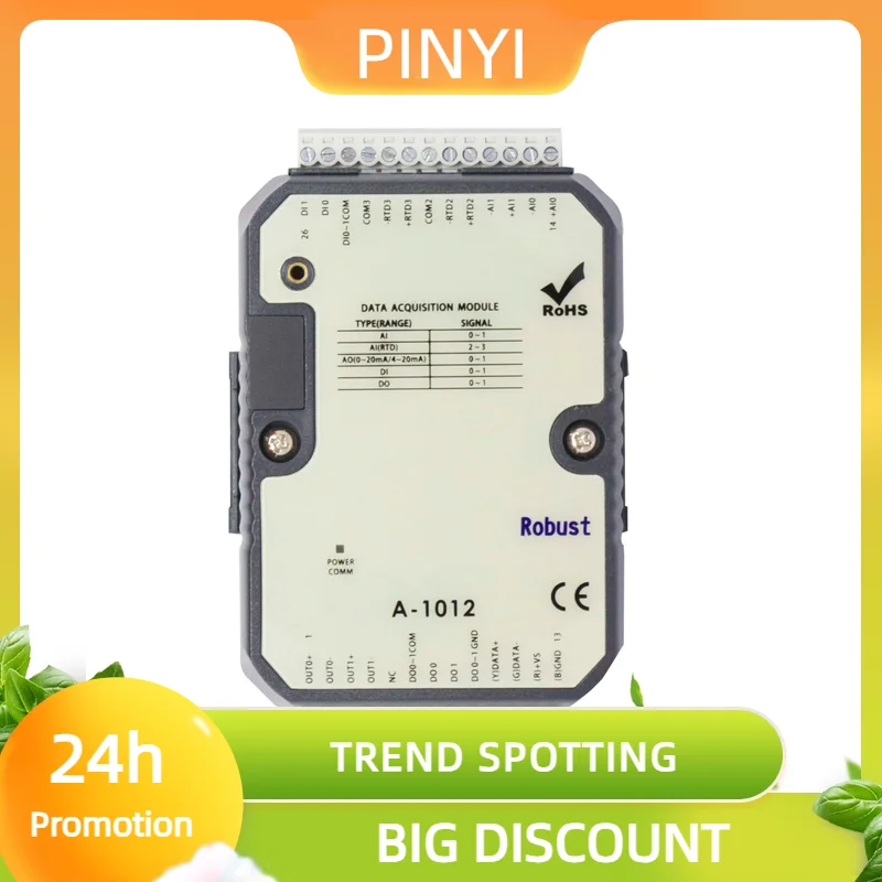 Módulo de E/S analógico de promoção com porta 2DI 4AI 2DO 2AO RS-485 Modbus (A-1012) *