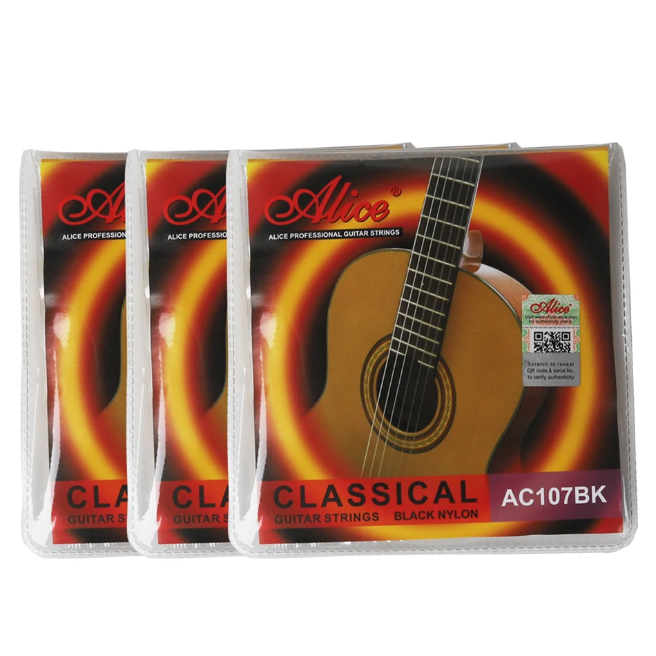 Alice AC105BK AC107BK Hard Tension Black Nylon Copper Alloy Winding Classical Guitar Strings 1-6 Strings for Classical Guitarra