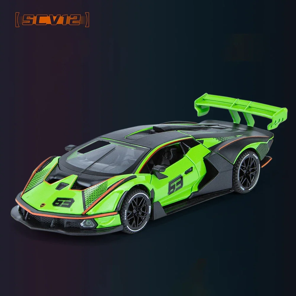 

1:32 Lambos Essenza SCV12 Alloy Sports Car Model Diecast Sound Super Racing Lifting Tail Hot Car Wheel For Children Gifts