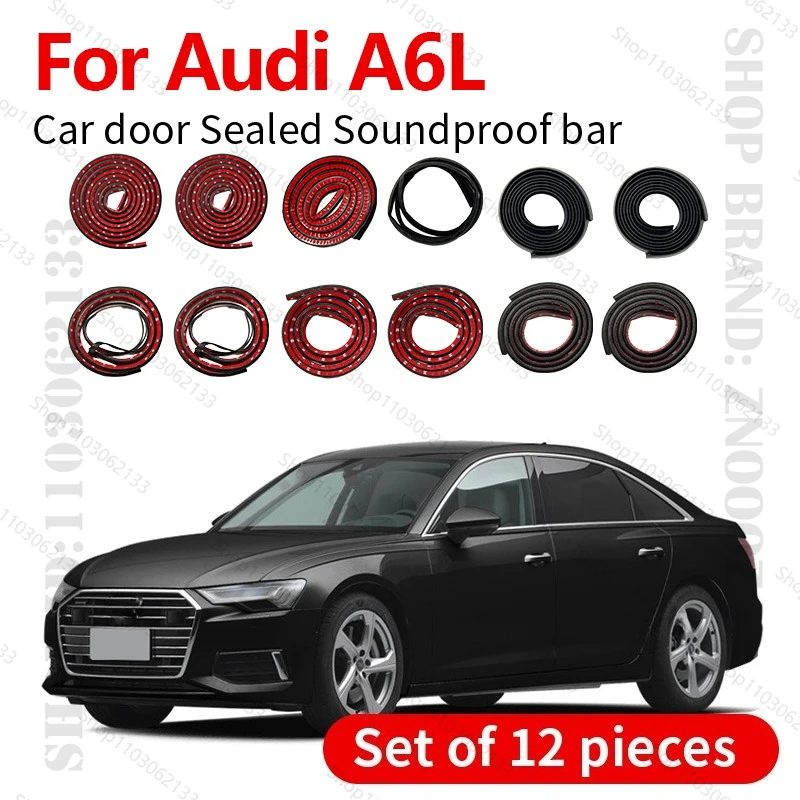 

1997-2025 For Audi A6L Car Door Seal Strip Rubber Double Layer Sealing Protector Soundproof Strip Dustproof Seal Strip 12PCS Set