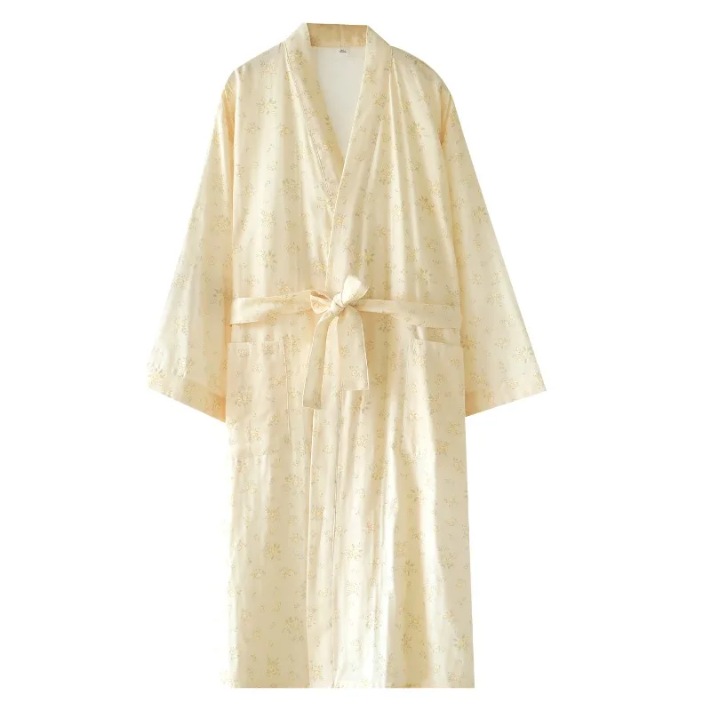 Breezy Cotton Gauze Japanese Style Kimono Robe for Women, Lightweight Summer Bathrobe, Soft Floral Print Loungewear 5