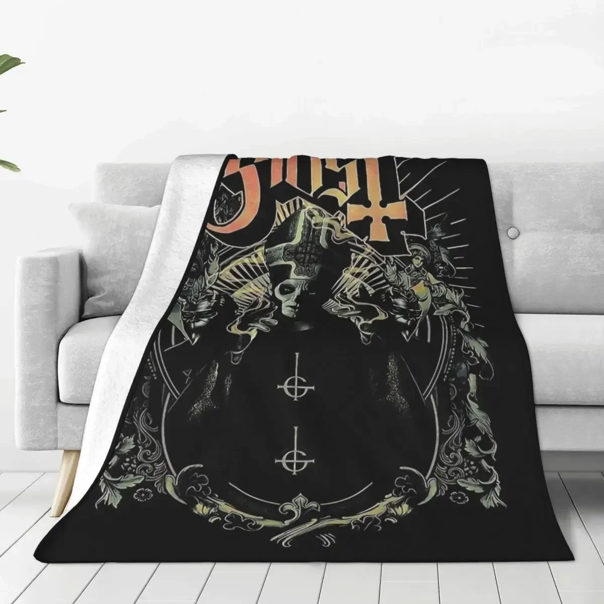 

Ghost B.C. Rock Band Flannel Blankets Novelty Throw Blankets for Bed Sofa Couch Rug Piece