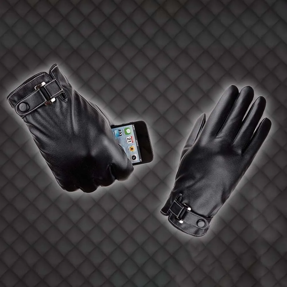 1 par macio plutônio anti-frio luvas à prova dwaterproof água tela de toque preto engrossado luvas cor sólida ajustável à prova de vento luvas inverno