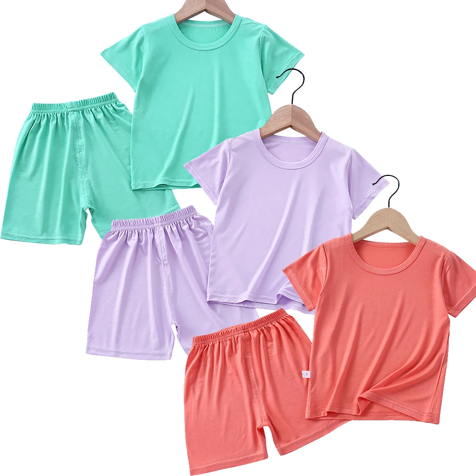

3 комплекта/упак. 2025 г., детская одежда, стильная детская однотонная одежда с короткими рукавами, летние детские комплекты для занятий в помещении