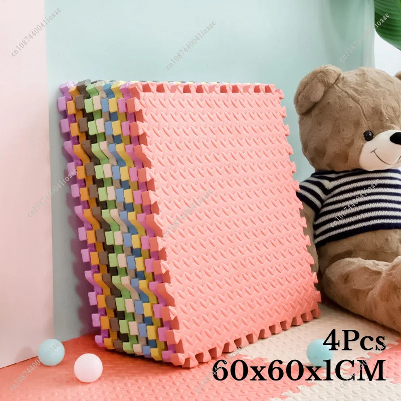 60x60x1CM Non-Slip Foam Floor Tiles Set of 4Pcs Tiles EVA Mat Interlocking Gym Floor Exercise Mat for Home Workouts
