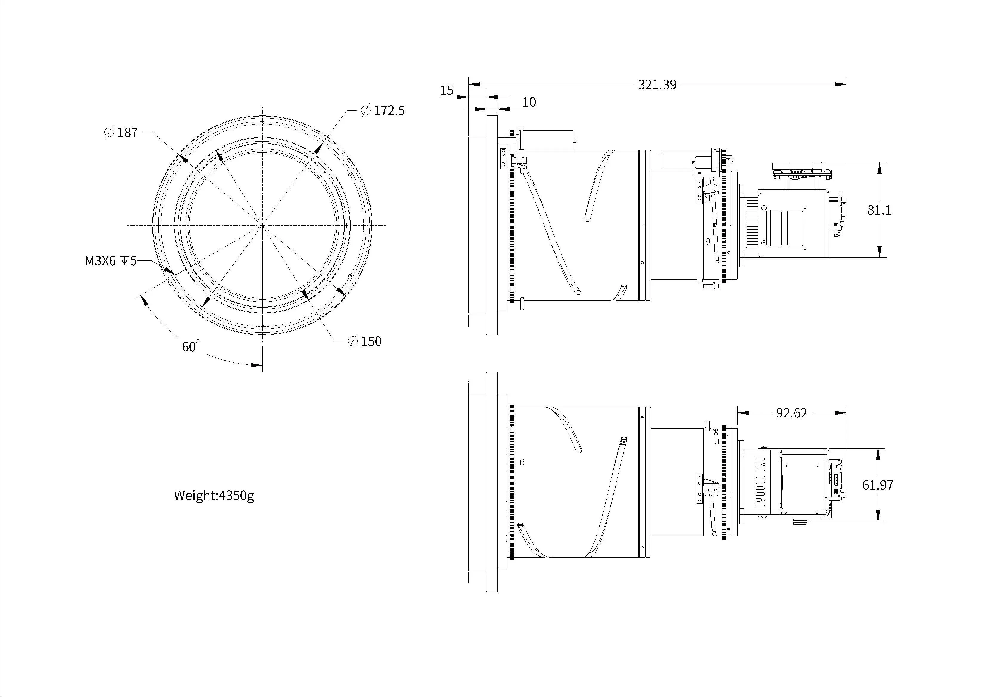1280*1024 HD Разрешение 12 мкм Неохлаждаемый VOx LWIR 30 ~ 150 мм Объектив с непрерывным зумом IP Модули тепловой камеры дальнего действия