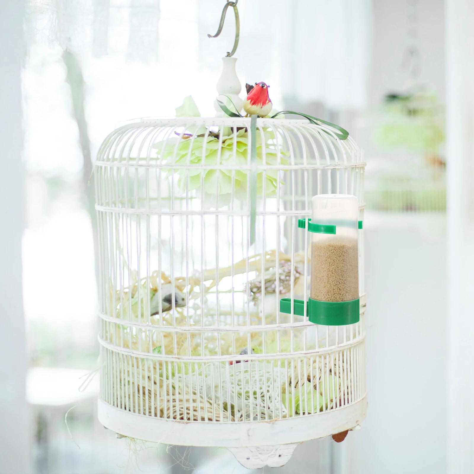 

5Pcs Bird Feeder Drinker Medium Plastic Automatic Drinking Waterer Sprinkler Proof for Small Birds Parrot Budgie Cockatiel