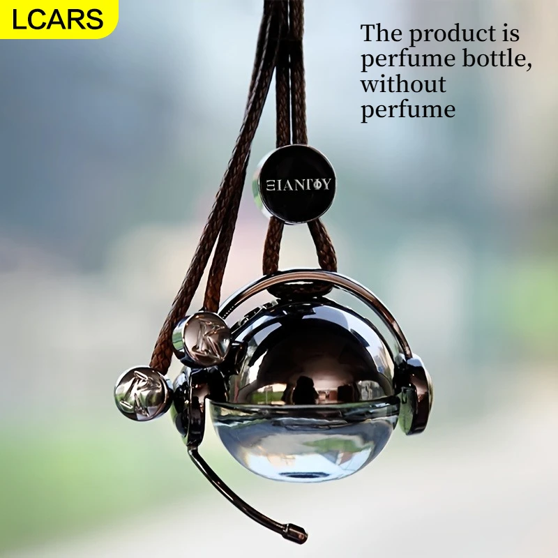 Lcars Car Aroma Diffuser Pendant, Creative Metal+Glass Hanging Ornament Without Fragrance Source or Liquid, Car Aroma Bottle Pendant, Diffuser for Adding Your Own Fragrance Oils, Car Headphone-Shaped Hanging Ornament, Reusable Car Interior Decoration, Unisex Exquisite Valentine's Day Gift, Glass Perfume Empty Bottle, Car Hanging Ornament