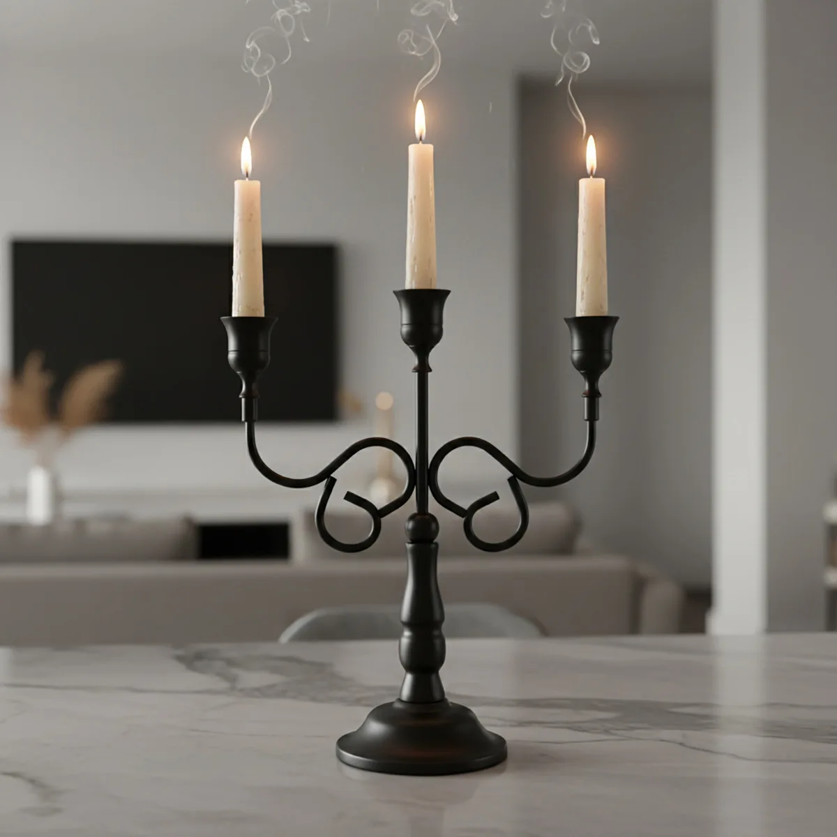 3 & 5 Arms Black Iron Candelabra Vintage Metal Candle Holder Table Candlestick for Wedding Party Home Decor