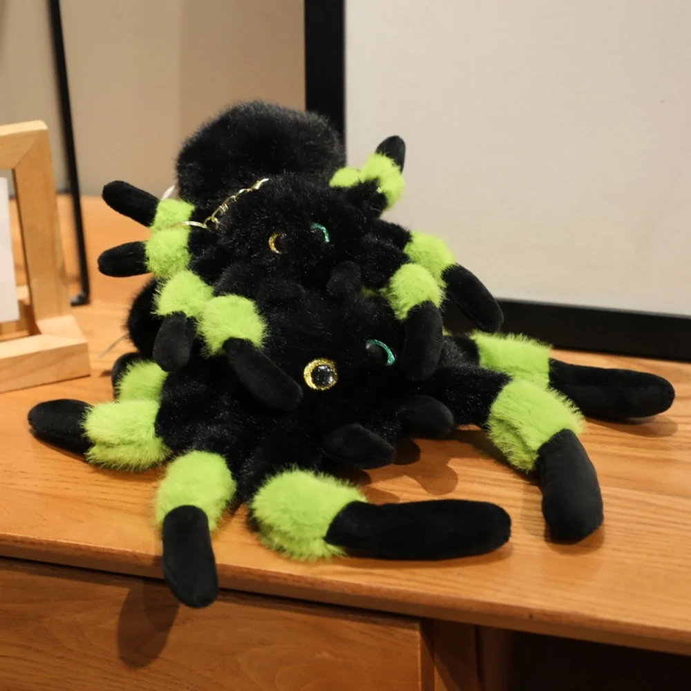 น่ารัก Four-Eyed Spider Plush ของเล่นตุ๊กตาสัตว์ตุ๊กตาสี Spider Plush ตุ๊กตาตกแต่งฮาโลวีน