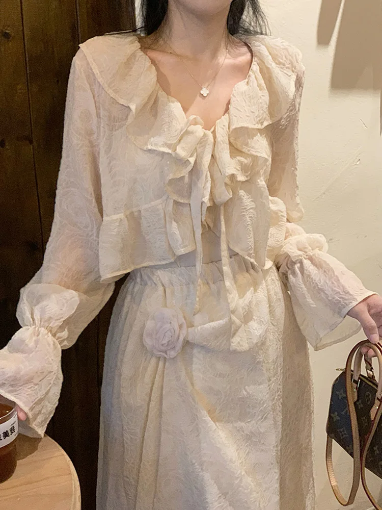 Csa de Protección Solar ra de Verano para Mujer, Manga Corta, Adorno de Encaje de Chifón, Prenda Exterior con Cuello e...