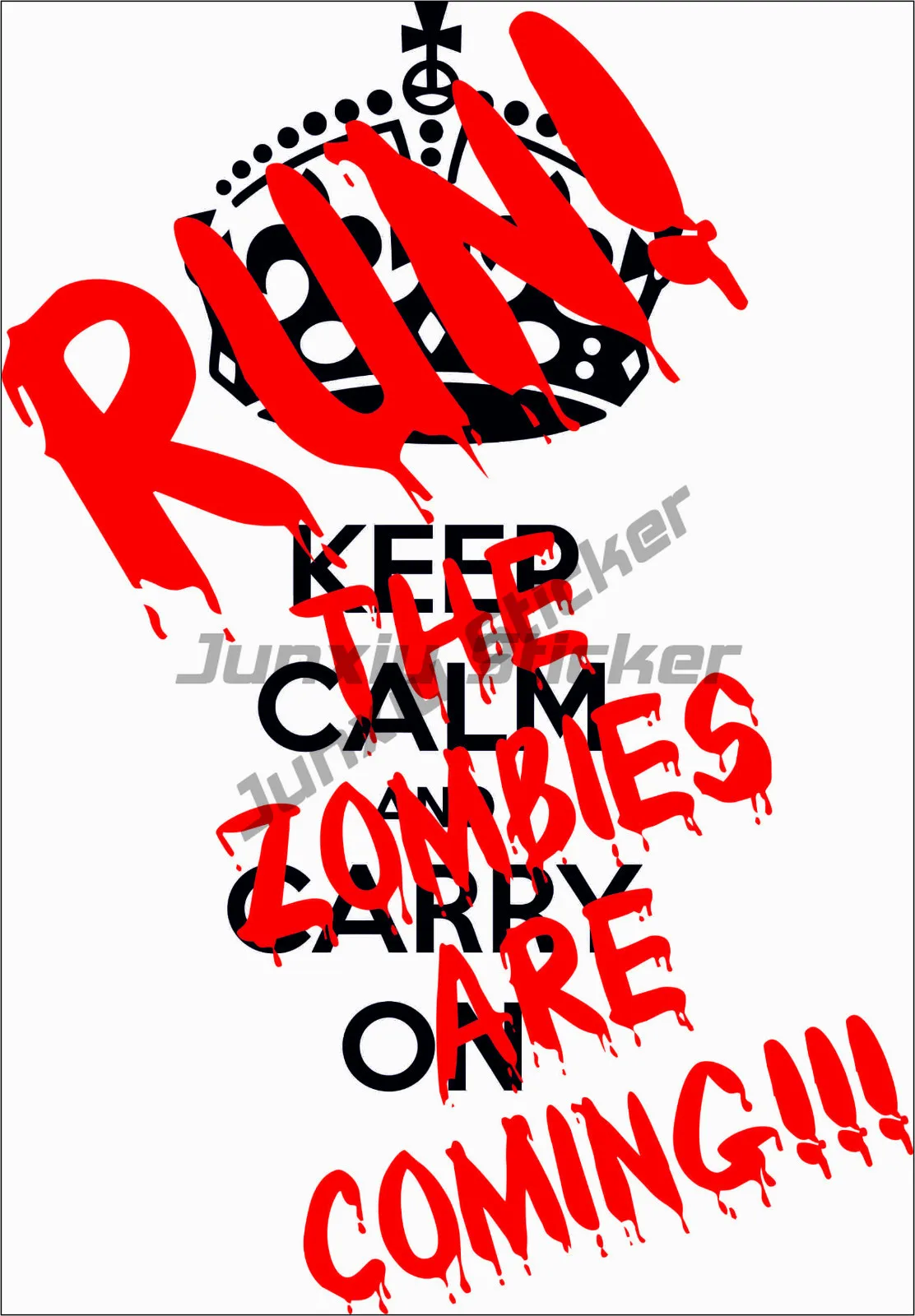 

KEEP CALM AND RUN ZOMBIE - Zombie Sticker Bumper Car Sticker, Decal, Sign