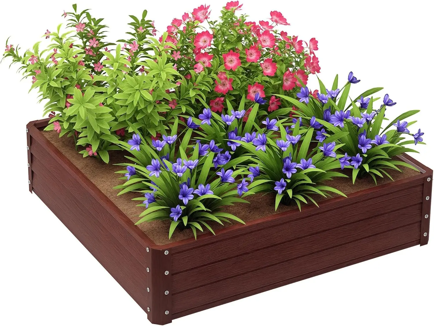 

Galvanized Raised Garden Bed, 4' x 4' x 1' Metal Planter Box, for Growing Vegetables, Flowers, Herbs, Succulents, Natural Wood