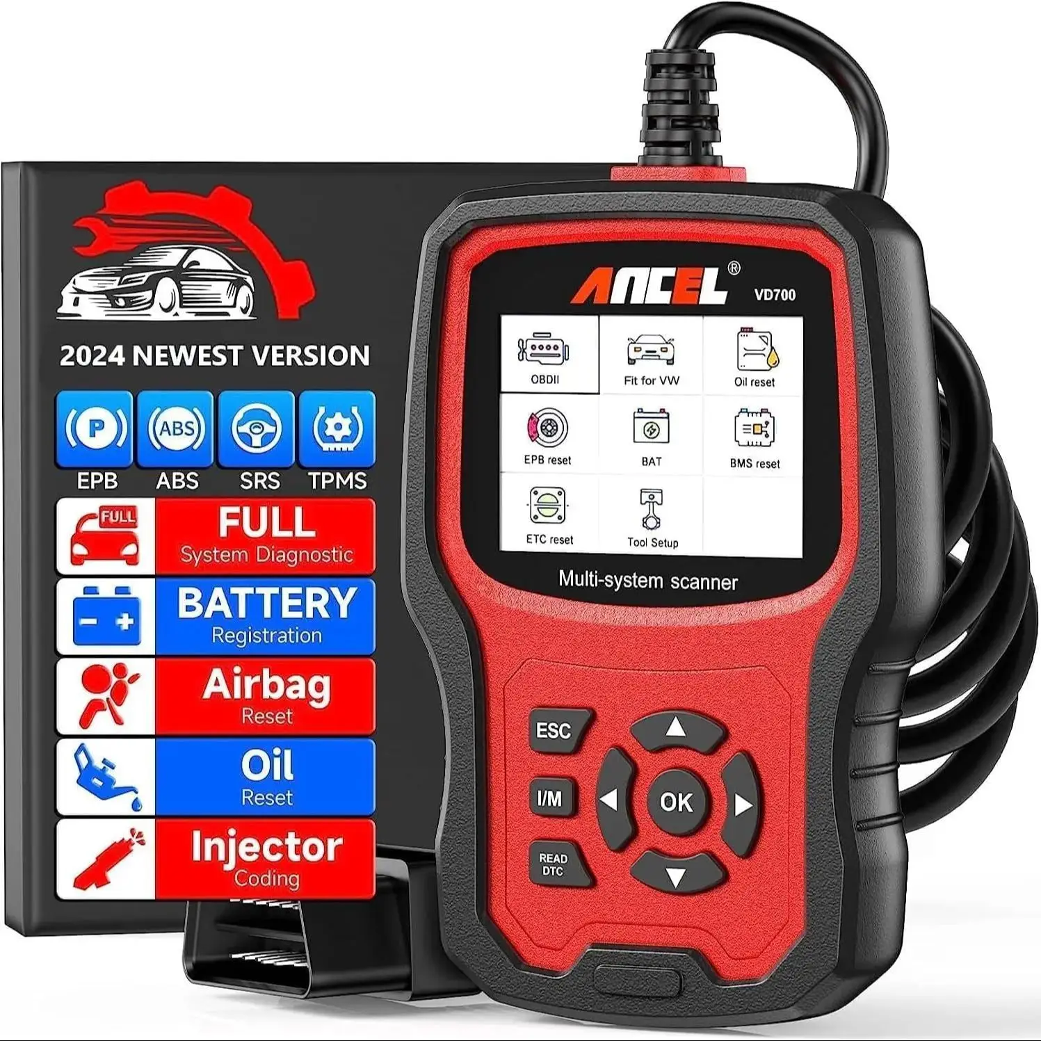 ANCEL VD700 All System OBD2 Scanner for VAG VW Audi TPMS Oil ABS EPB D-P-F TPS  Airbag Reset OBD 2 Car Diagnostic Tools