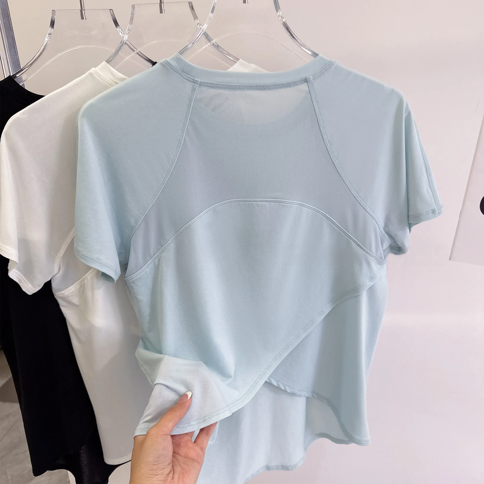 Women's Loose Fit Short Sleeve Running Training T-Shirt Quick Dry Breathable Fitness Casual Style Nylon Fabric round Neck