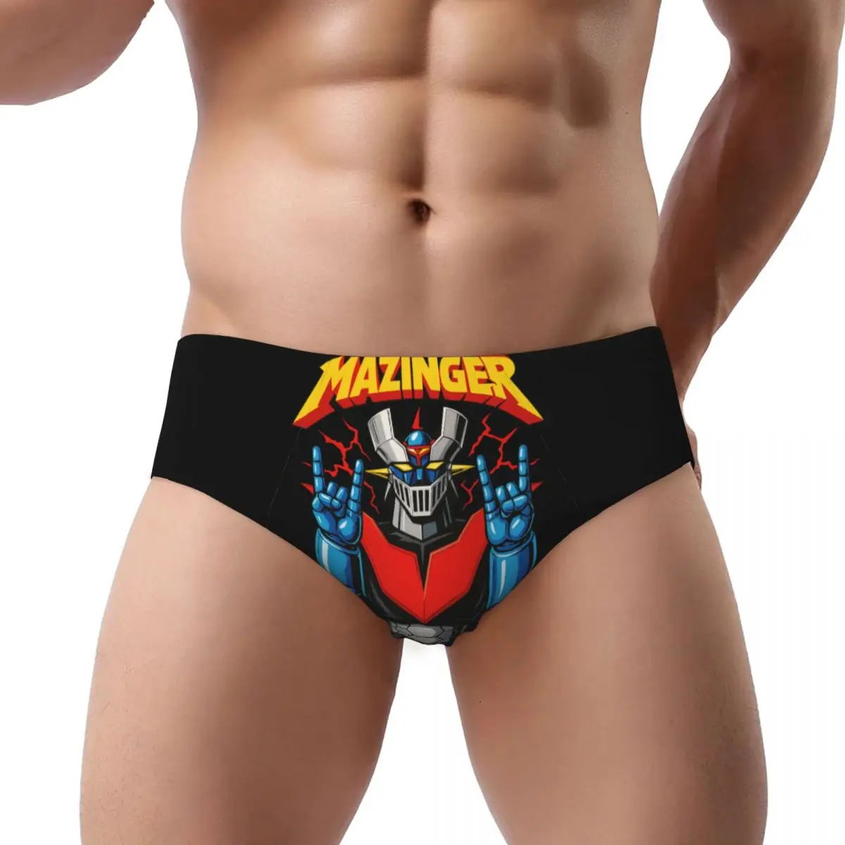 Custom Mazinger Z Anime Men's Briefs Panties Men's Breathable UFO Robot Goldorak   Underwear Underpants