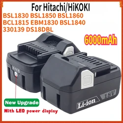 For Hitachi/HiKOKI 18V Power Tools Li-ion Battery 6000mAh for BSL1830 BSL1850 BSL1860 BCL1815 EBM1830 BSL1840 330139 DS18DBL
