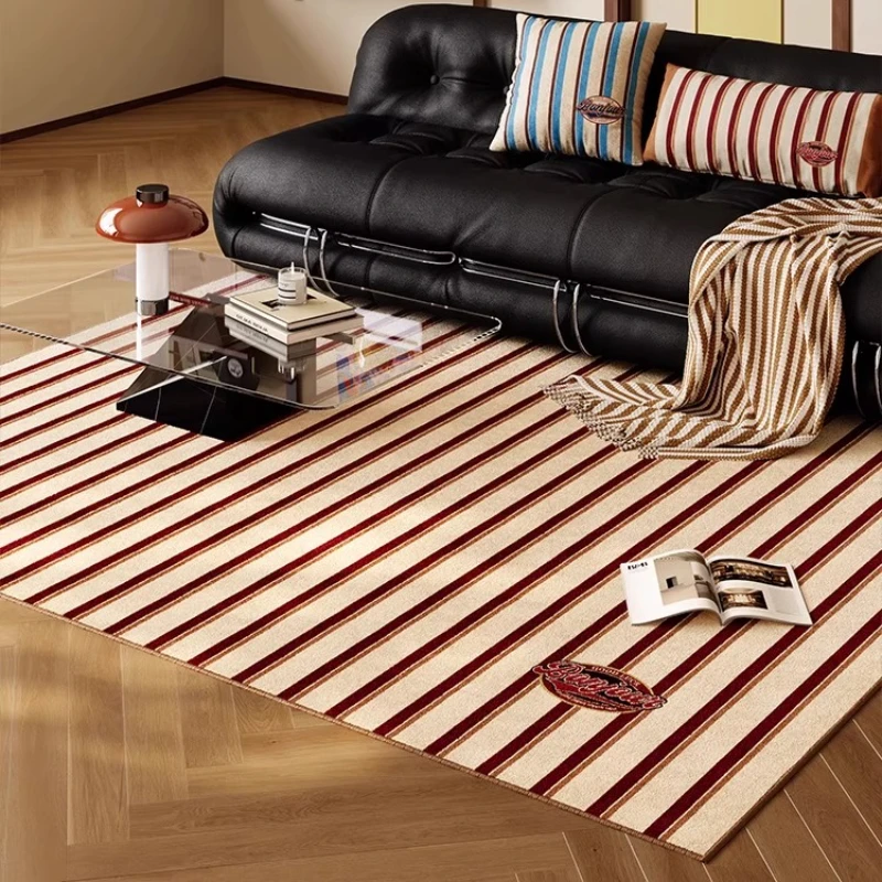 Stripe Pattern Bedroom Decor Retro Carpet Minimalist Style Carpets for Living Room Anti-slip Lounge Soft Rug Washable Floor Mat view 2