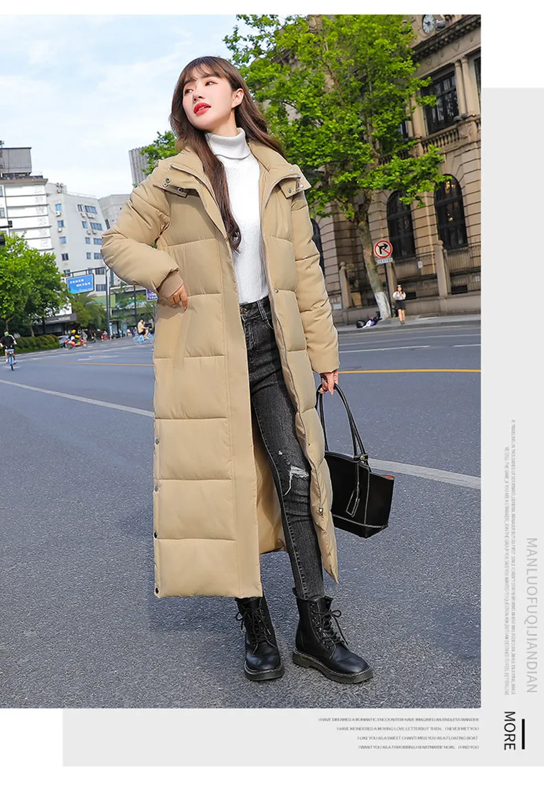 Black Hooded Jacket Coat 2026 Winter Female Thicken Medium Length Down cotton Loose Coats Women's Windproof Long Parka Overcoat