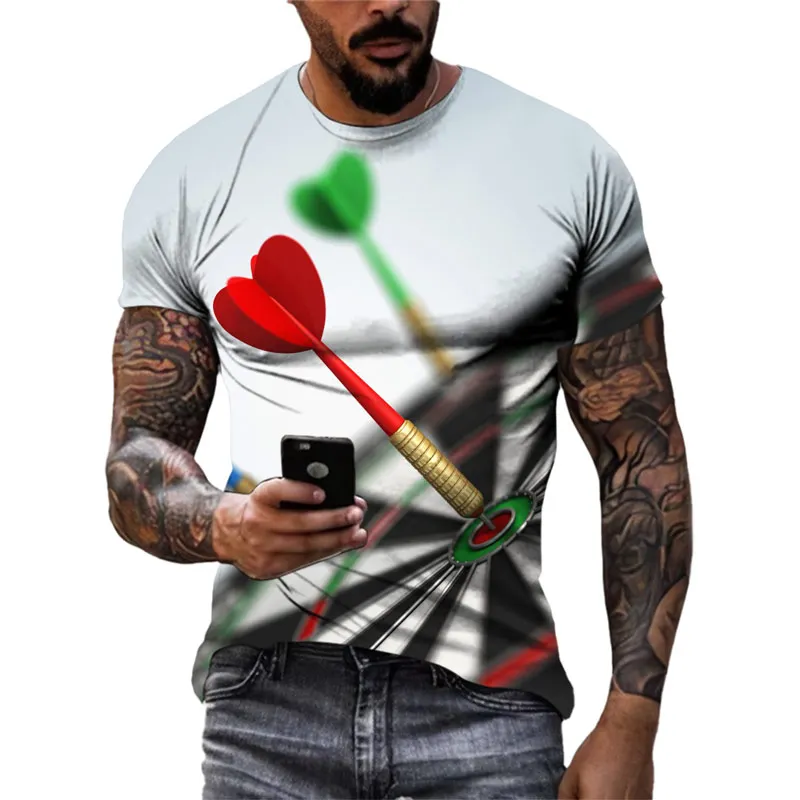 New 3D Cool Darts Game graphic t shirts Summer Fashion Men Personality Printed Tees Trend Casual Round Neck Short Sleeve Tops