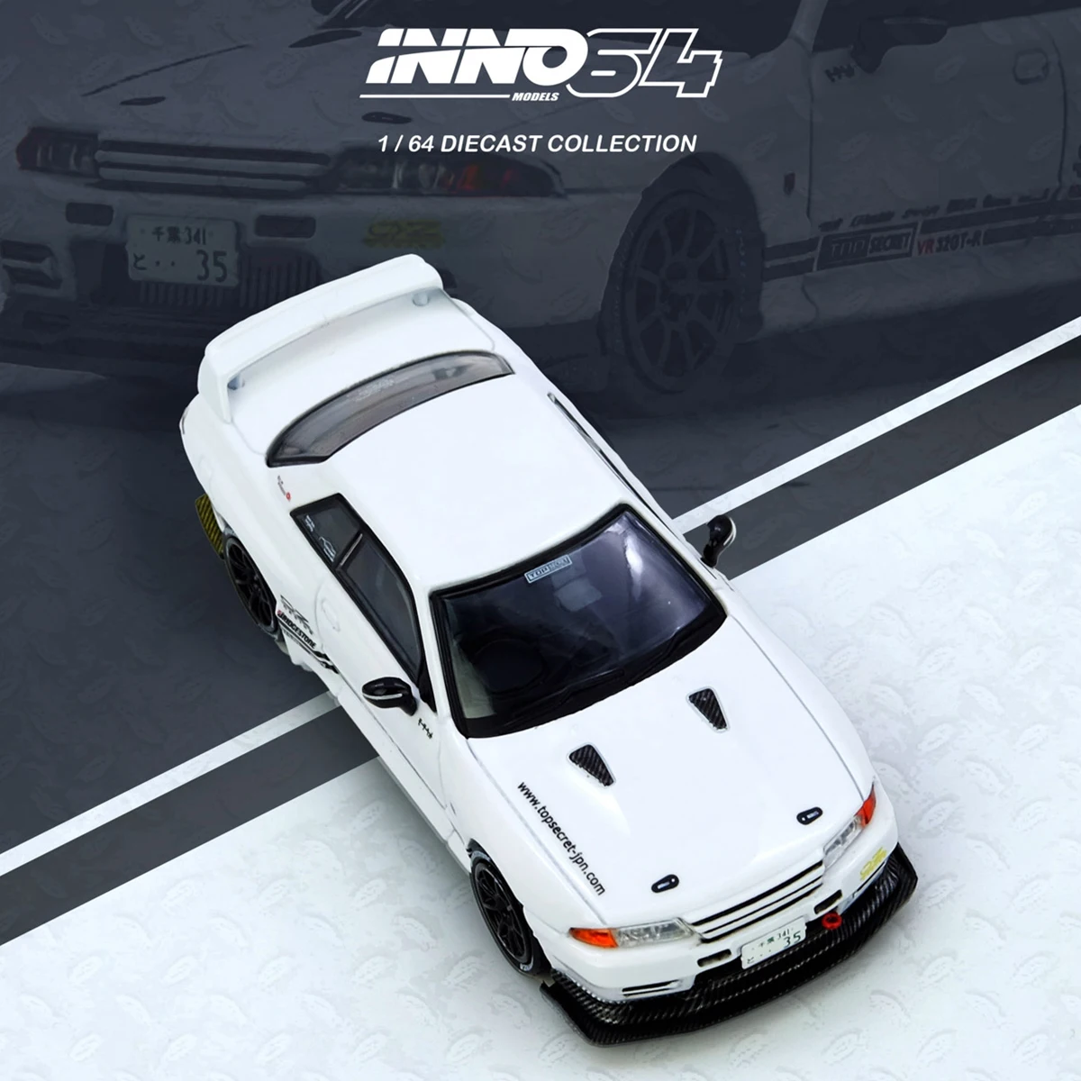 

PreSale INNO 1:64 TOP SECRET VR32 GTR White Diecast Diorama Car Model Collection Miniature Toys