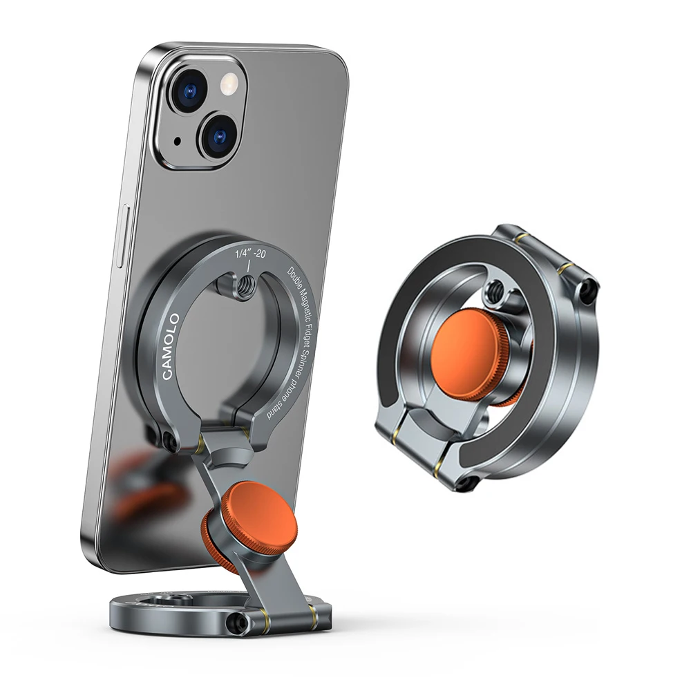 

CAMOLO двойной магнитный держатель для телефона, крепление для штатива для телефона Vlog с вращающимся спиннером, настольное и крепление для спортзала для Iphone 17-12 Android Video