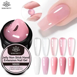 BORN PRETTY 15ml Jelly Nude Pink Non Stick Hand Extension Gel Nail Polish Milky Jelly Hard Solid Gel for 3D Shaping Nails Art