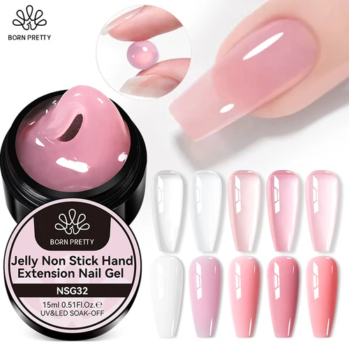BORN PRETTY 15ml Jelly Nude Pink Antiadherente Gel de extensión de manos Esmalte de uñas Jelly lechoso Gel sólido duro para dar forma a las uñas 3D