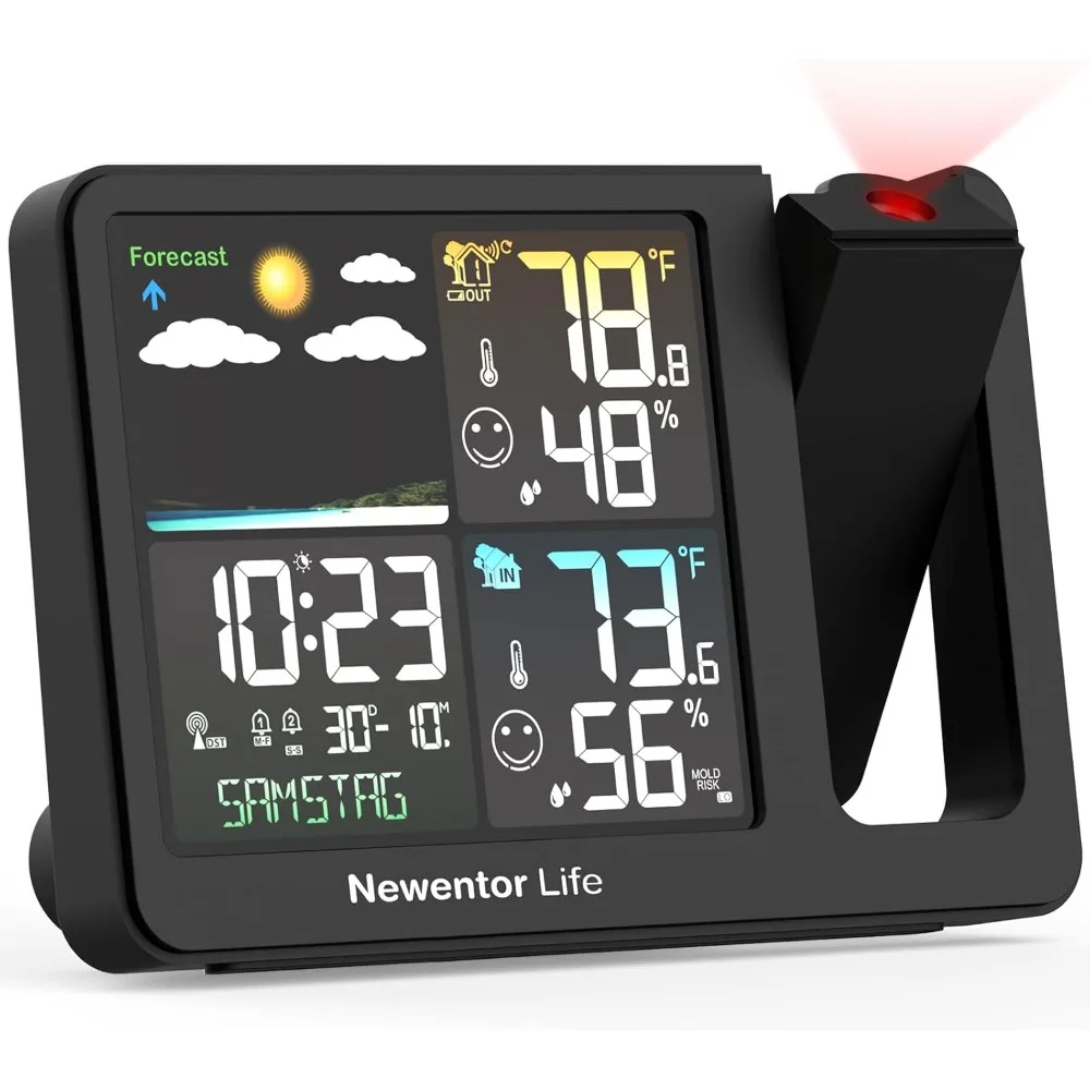 Projector Alarm Clocks for Bedroom,Digital Indoor Outdoor Thermometer Wireless,Efficient and Intelligent,Life Is More Convenient