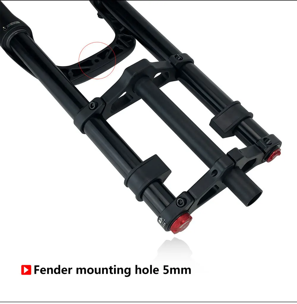 20x4.0 26*4.0 MTB Dual-Motor Luftfederungsgabel QR 9*135mm 15*135mm Strand Schnee Motorrad Elektro E-Bike Doppelkronen-Luftgabel – Detail 12