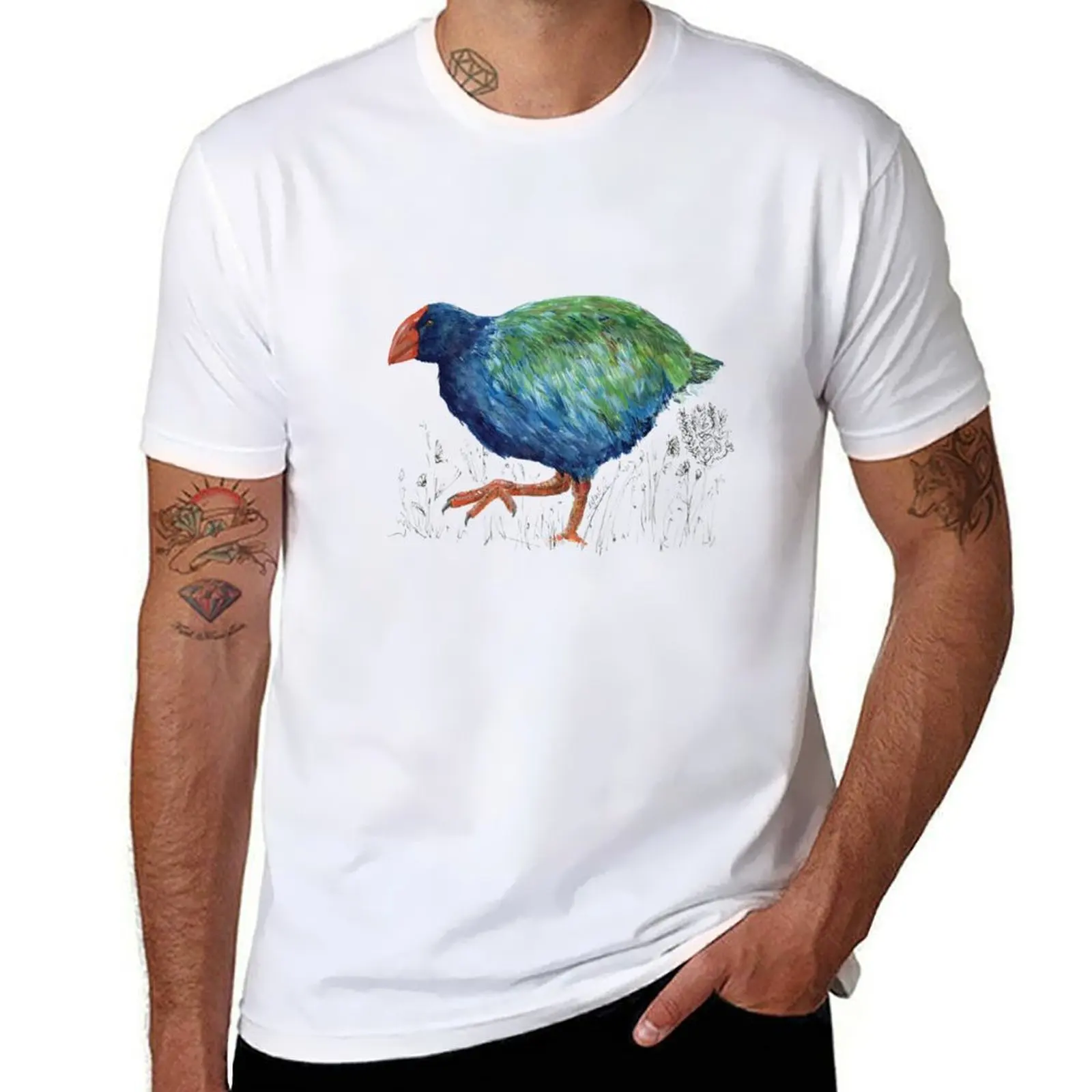 

bird New Zealand flightless of Takahe, T-Shirt Casual Light Summer Short Sleeve Top
